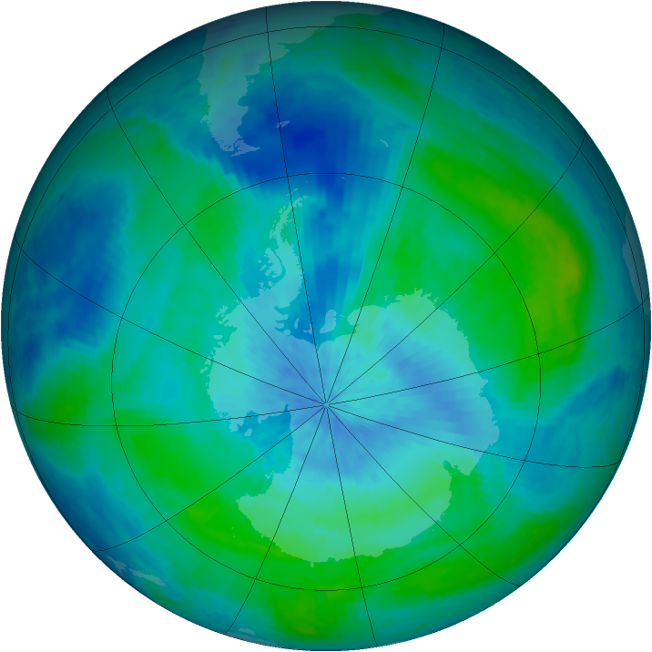 Antarctic ozone map for 28 February 2004